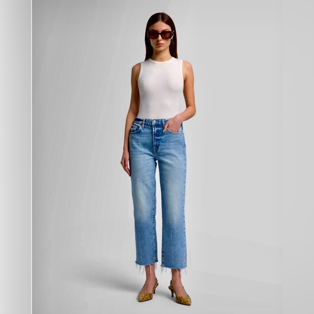 7 For All Mankind the Logan Stovepipes Classic Blue Straight Leg Jeans Size:32